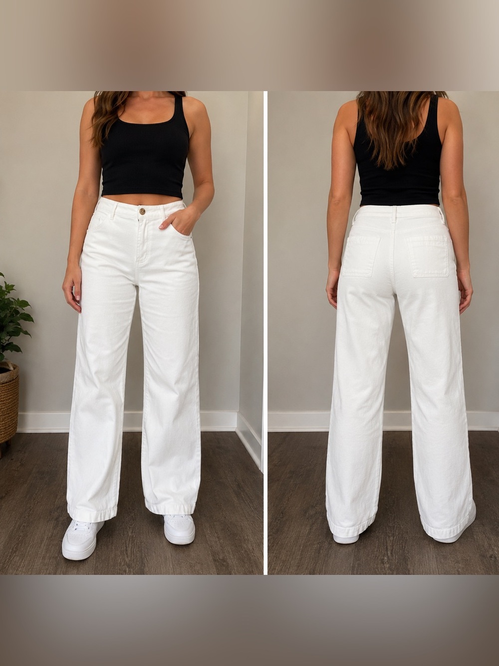 Free Assembly White Corduroy Wide Leg Pants High Rise Preppy/Casual/Workwear/2